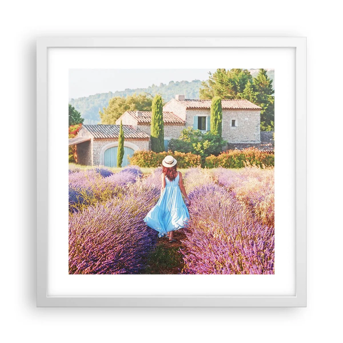 Poster in white frmae - Lavender Girl - 40x40 cm