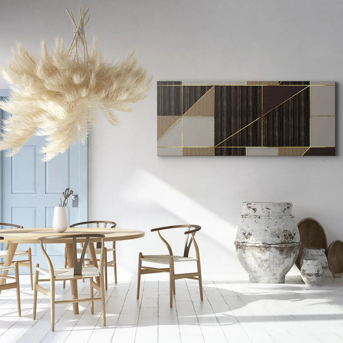 Canvas picture - Mosaic of Brown and Gold - 90x30 cm