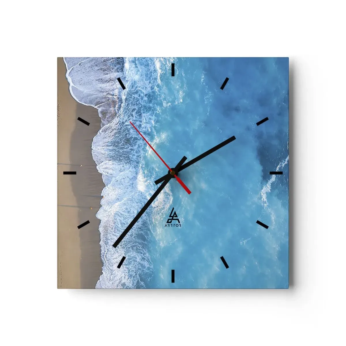 Wall clock - Clock on glass - Power of the Blue - 40x40 cm