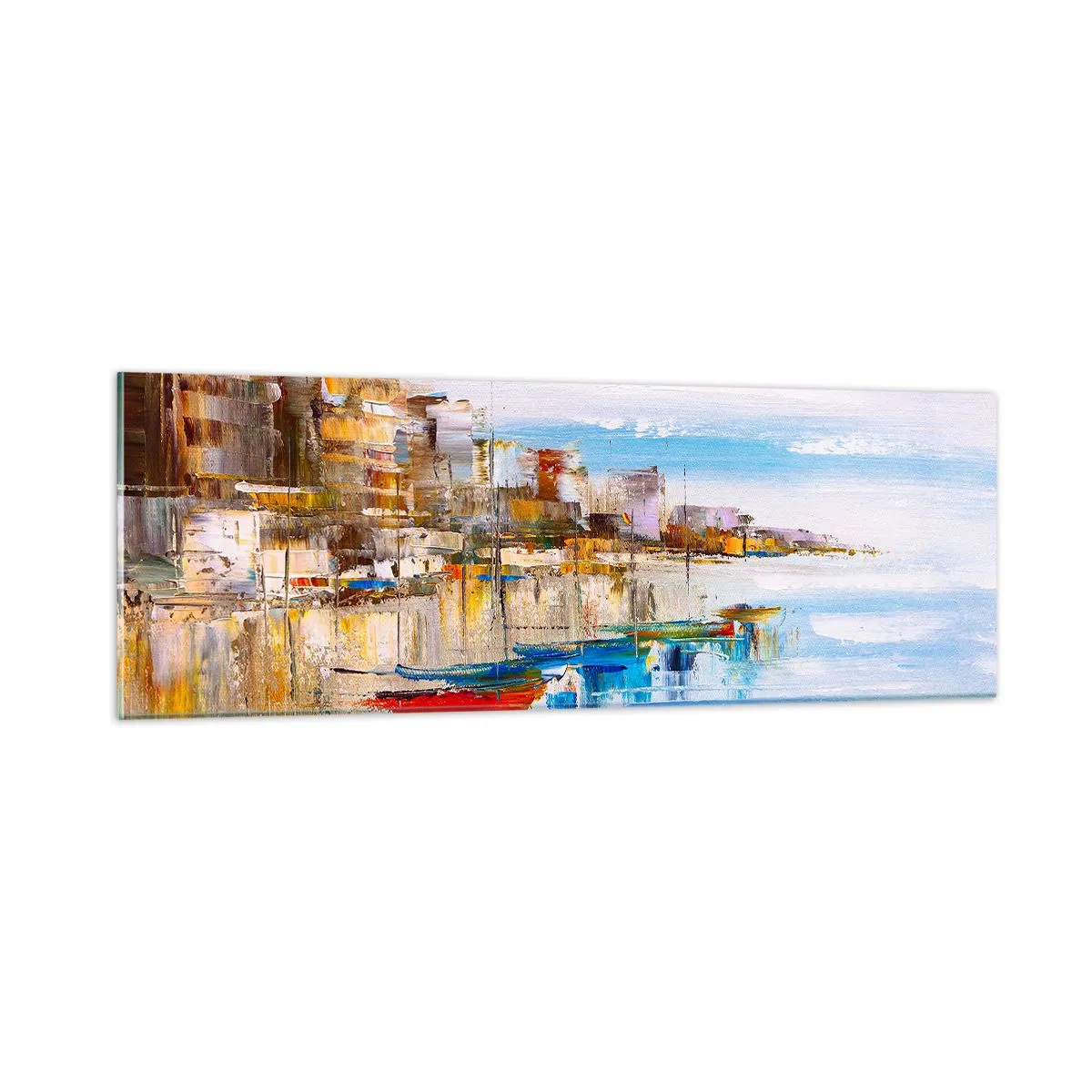 Glass picture - Multicolour Town Marina - 90x30 cm