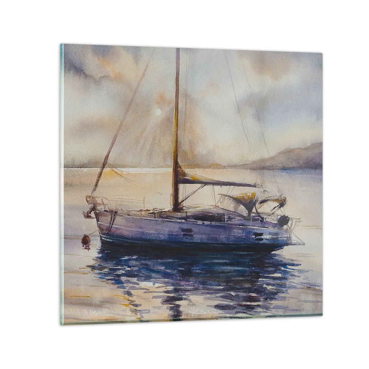 Glass picture - Evening in Harbour - 40x40 cm