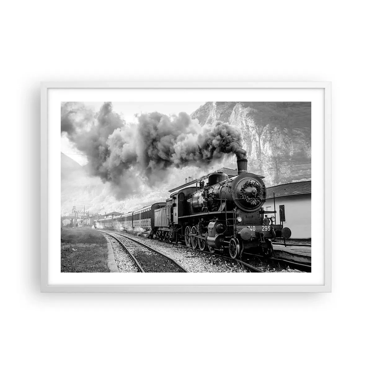 Poster in white frmae - Standing at the Station... - 70x50 cm