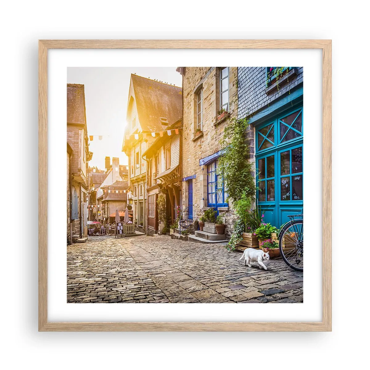 Poster in light oak frame - White Spirit of a Town - 50x50 cm