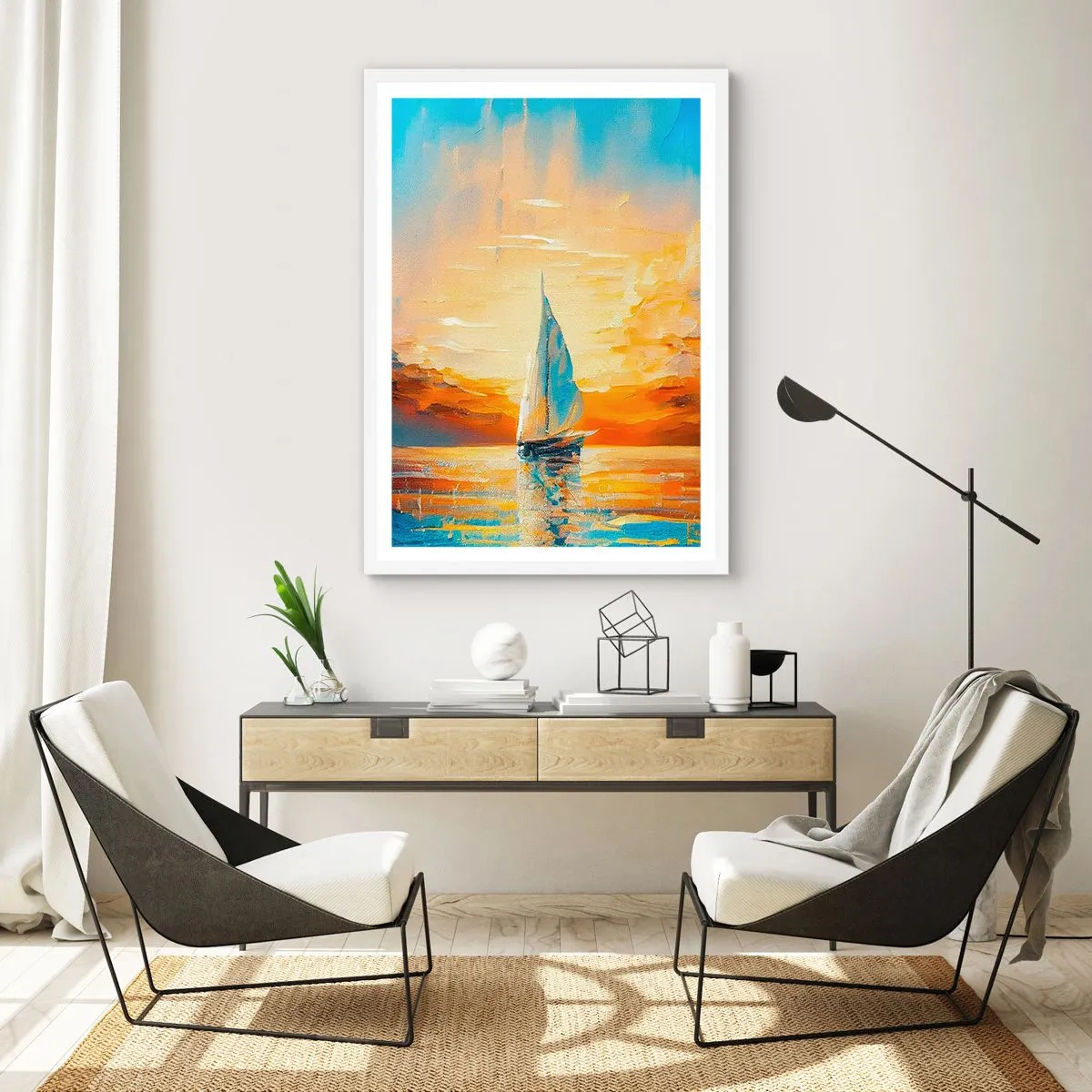 Poster in white frmae - Sailing in Gold - 61x91 cm