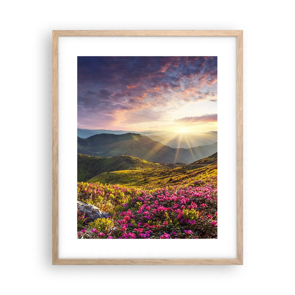 Poster in light oak frame - Freshness of Mountain Morning - 40x50 cm