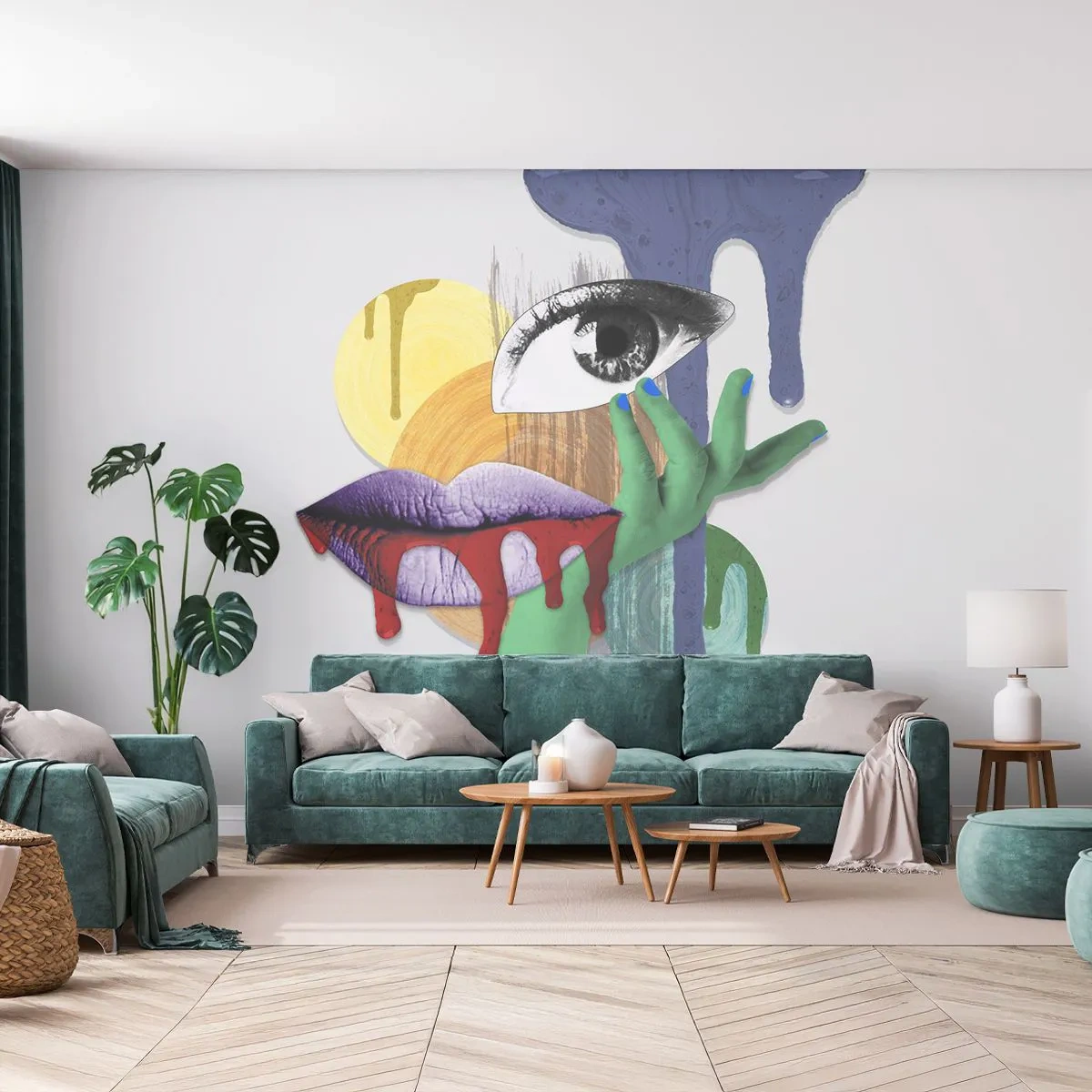 Photo Wallpaper Standard Eco - Deconstructed Portrait - Abstraction, Piece, Eye - 300x210 cm