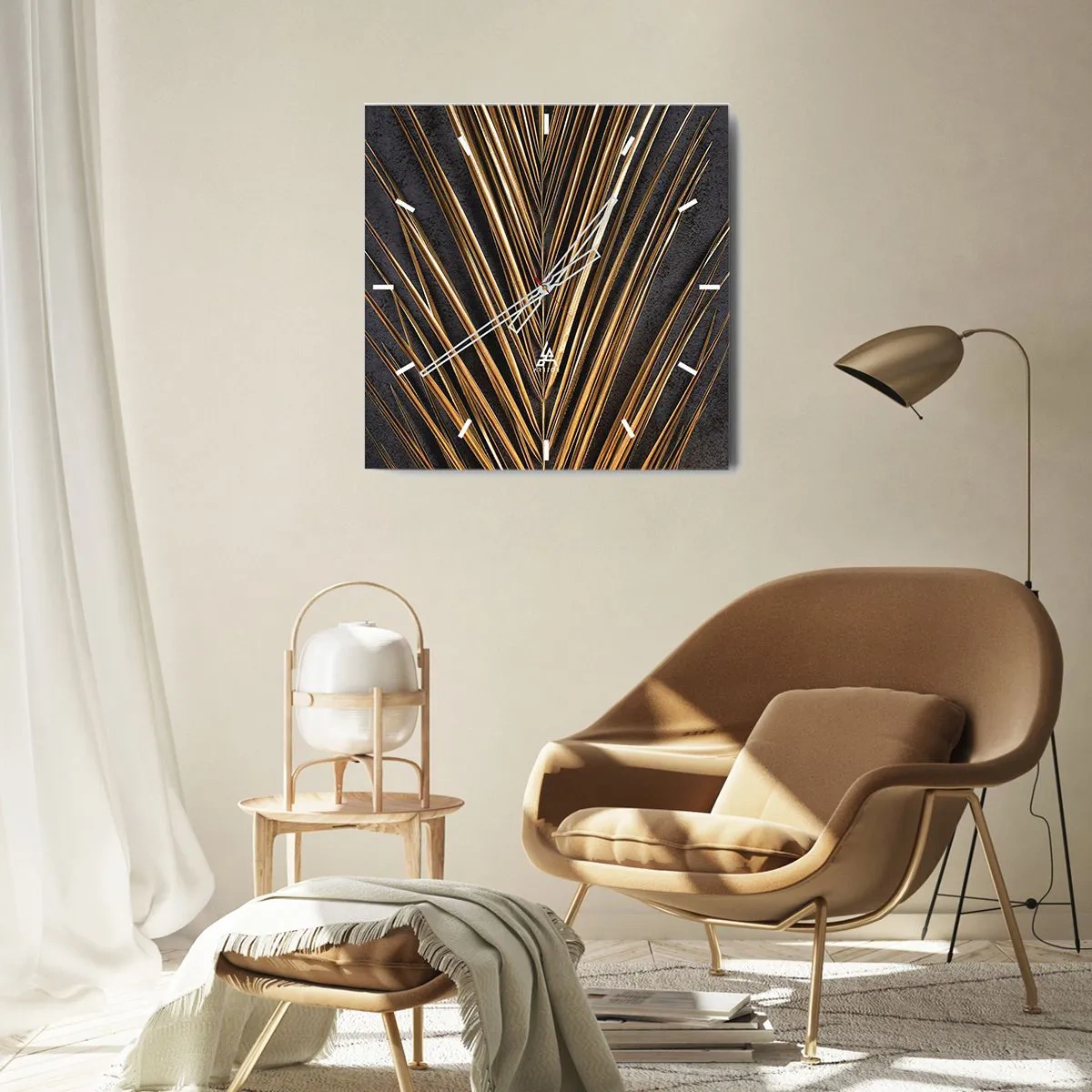 Wall clock - Clock on glass - Gold of the Tropics - 40x40 cm