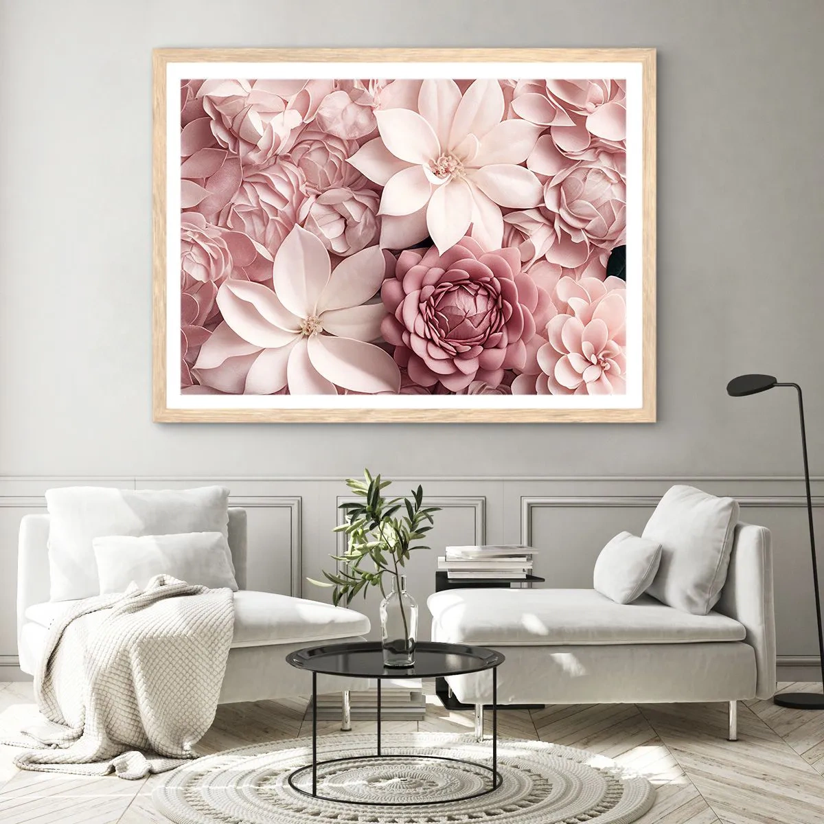 Poster in light oak frame - In Pink Petals - 40x30 cm