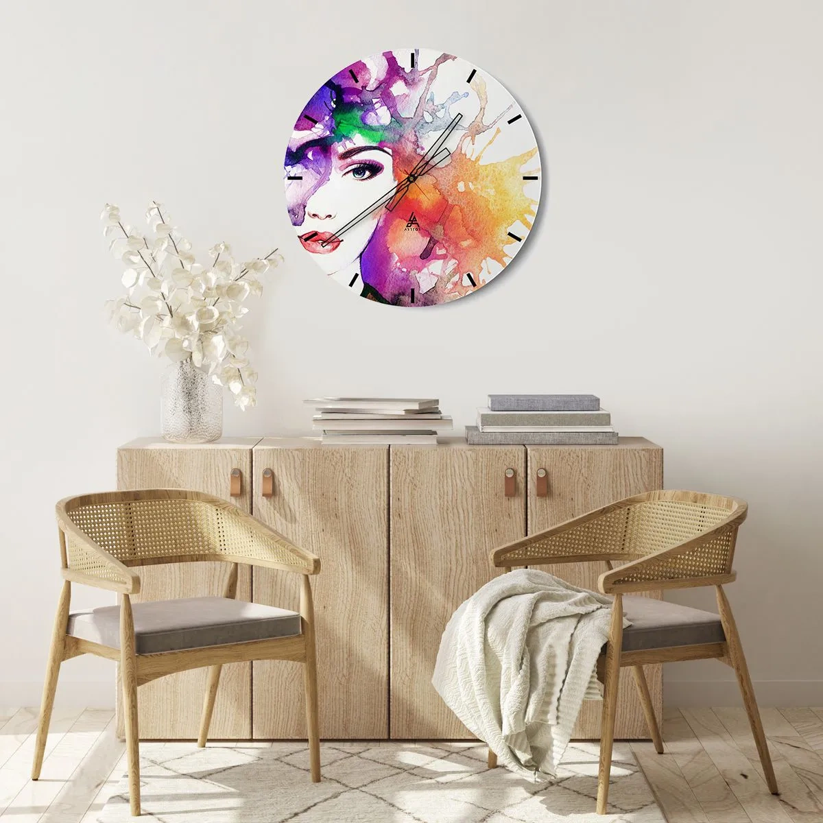 Wall clock - Clock on glass - With Head in the Clouds - 30x30 cm