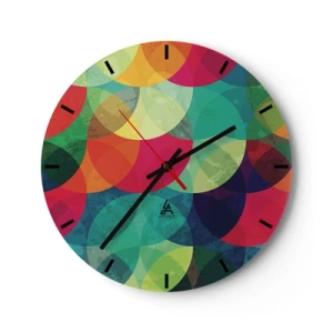 Wall clock - Clock on glass - Into the Rainbow - 40x40 cm