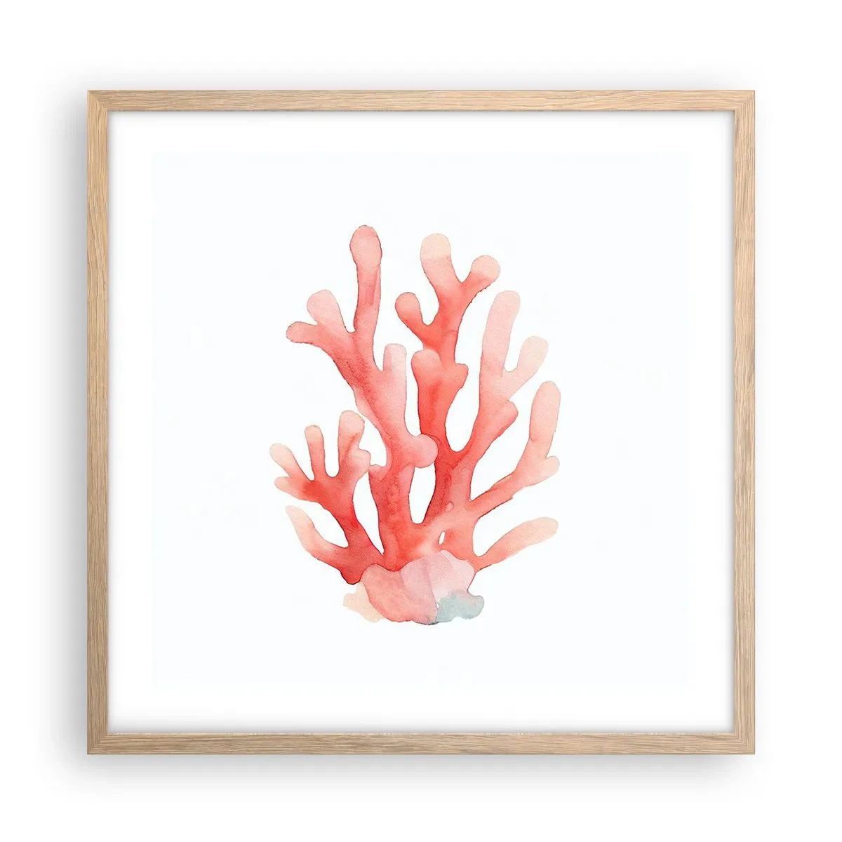 Poster in light oak frame - Coral Colour Colars - 50x50 cm