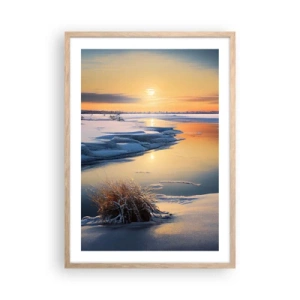 Poster in light oak frame - Winter Sunset - 50x70 cm