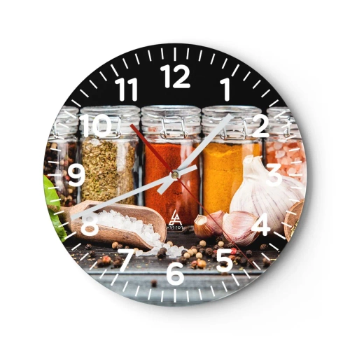 Wall clock - Clock on glass - Spicing Up Life - 40x40 cm