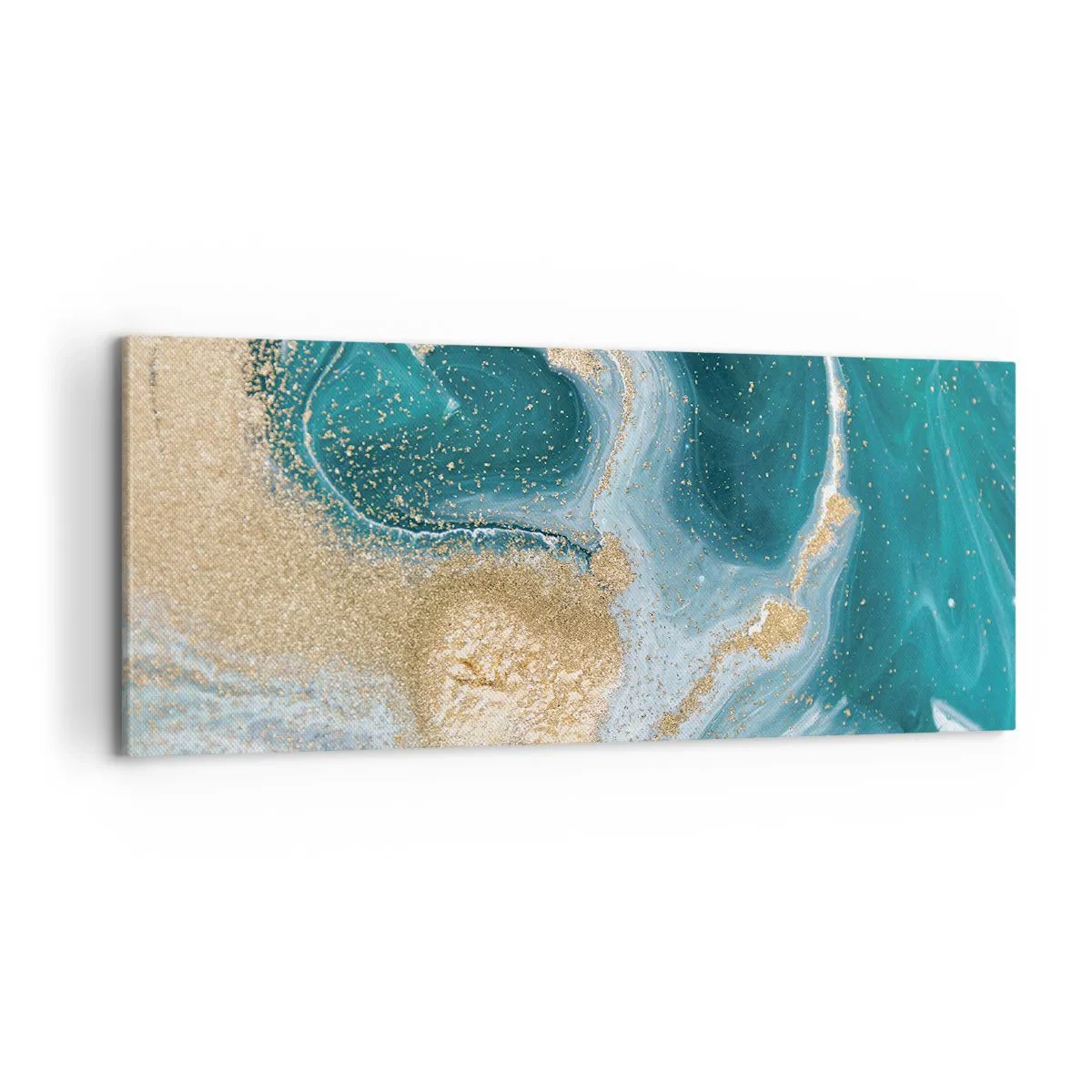 Canvas picture - Swirl of Gold and Turquiose - 100x40 cm