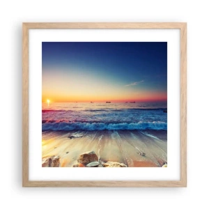 Poster in light oak frame - What Is behind the Horizon? - 40x40 cm