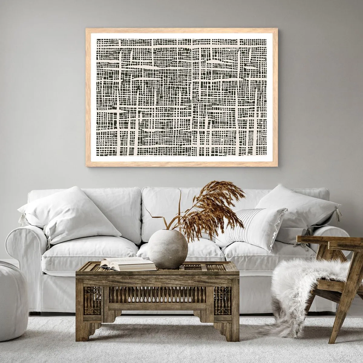 Poster in light oak frame - Woven Composition - 91x61 cm