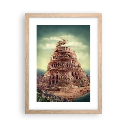 Poster in light oak frame - Tower of Babel - 30x40 cm