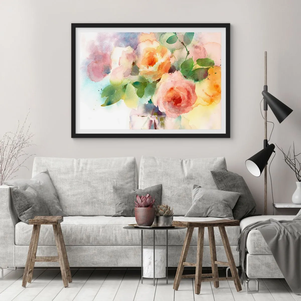 Poster in black frame - Delicate Like Watercolour - 100x70 cm