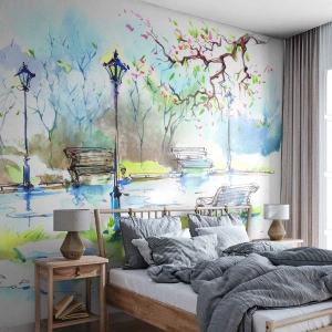 Self-Adhesive Photo Wallpaper Deluxe Sticker - Charm of Park Silence - Landscape, Park, Park Alley - 450x315 cm