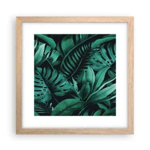Poster in light oak frame - Depth of Tropical Green - 30x30 cm