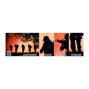 Photo Wallpaper Sample Self-Adhesive Deluxe Sticker - ...All for One - Soldier, Weapon, Rifle - 100x30 cm