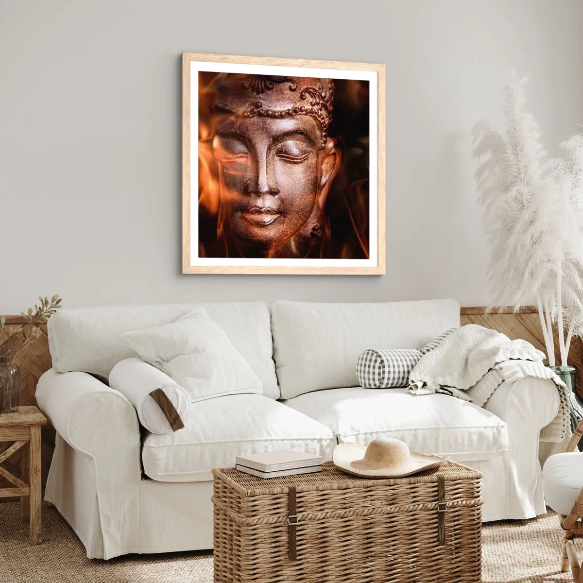 Poster in light oak frame - There Is Only Now and Here - 30x30 cm