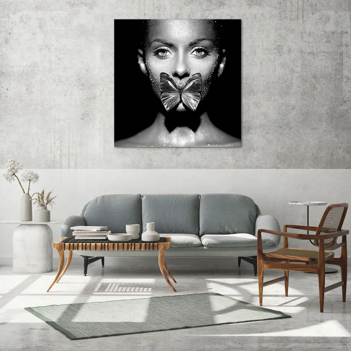 Glass picture - Butterfly Kiss - 50x50 cm