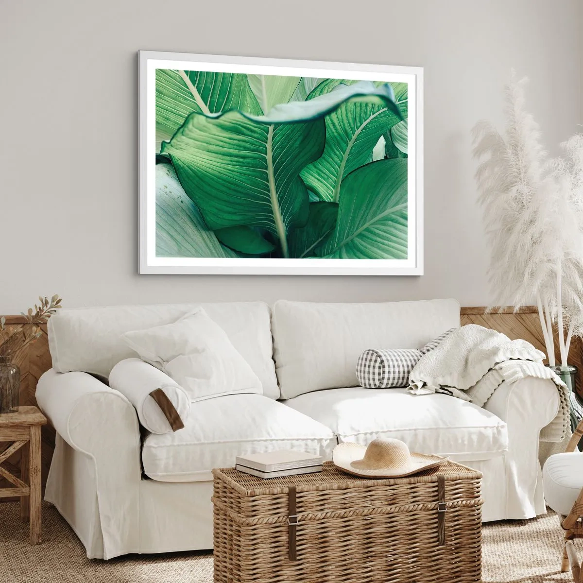 Poster in white frmae - Life in Intense Green Colour - 91x61 cm