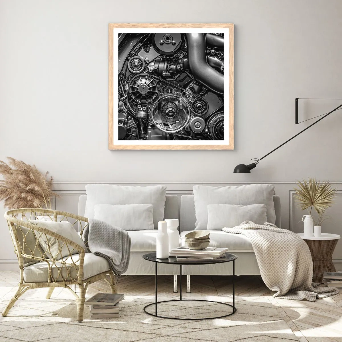 Poster in light oak frame - Poetry of Mechanics - 40x40 cm