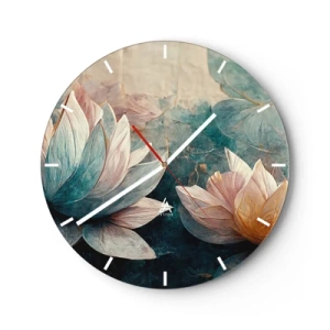 Wall clock - Clock on glass - Stars of the Lake - 40x40 cm