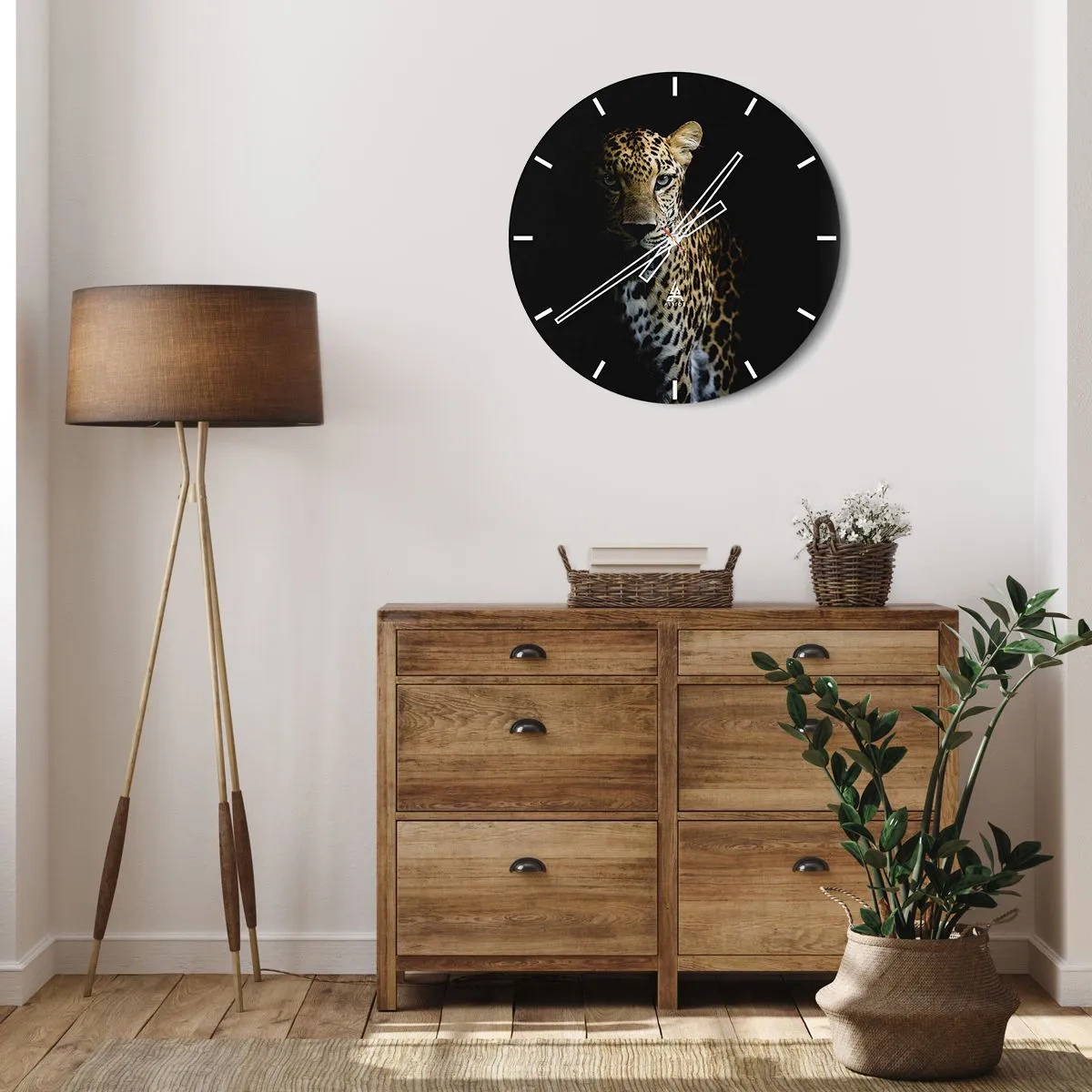 Wall clock - Clock on glass - Dark Beauty - 30x30 cm