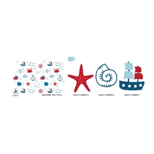 Photo Wallpaper Sample Standard Eco - Sea Tale - sailing, Nautical, Anchor - 100x30 cm