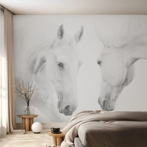 Photo Wallpaper Premium Sand - Is this friendship…? - Horses, Nature, Animals - 350x256 cm