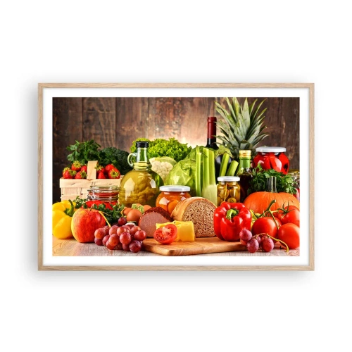 Poster in light oak frame - Smoked, Baked, Marinated - 91x61 cm