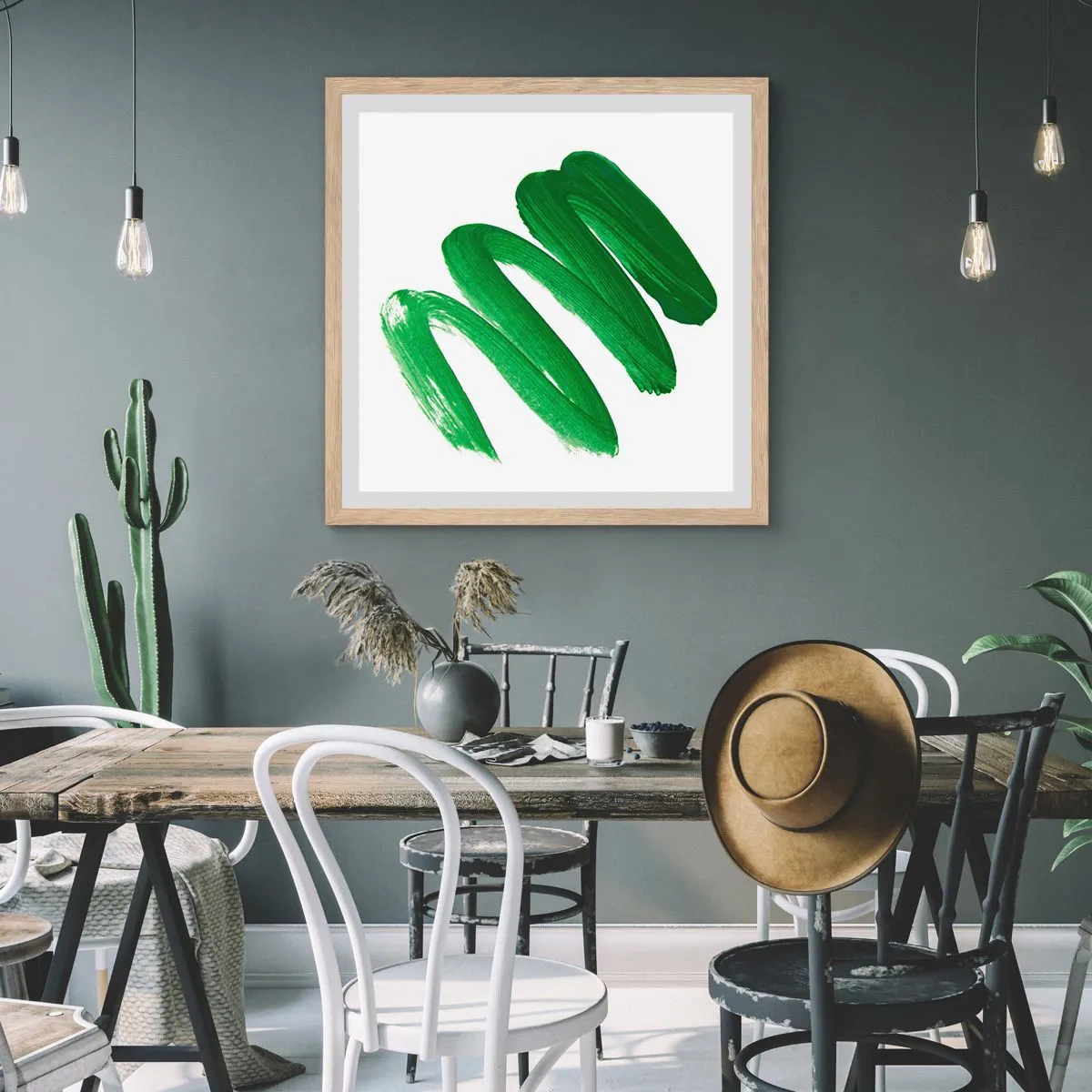 Poster in light oak frame - Green Joke - 50x50 cm