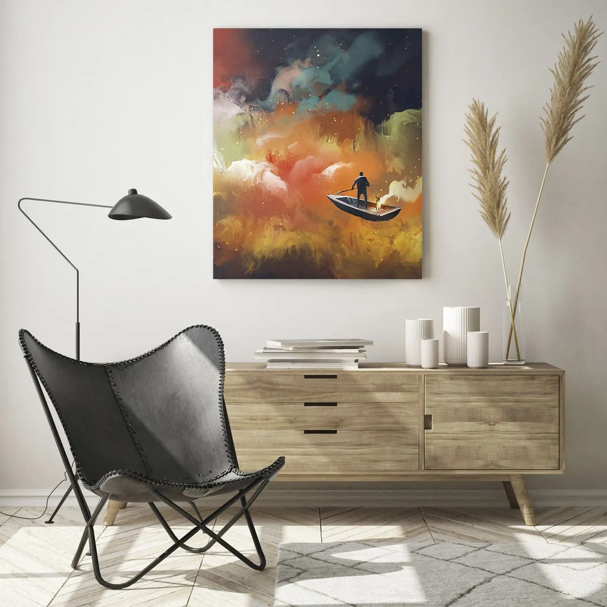 Glass picture - Through the Galaxy in a Boat - 50x70 cm