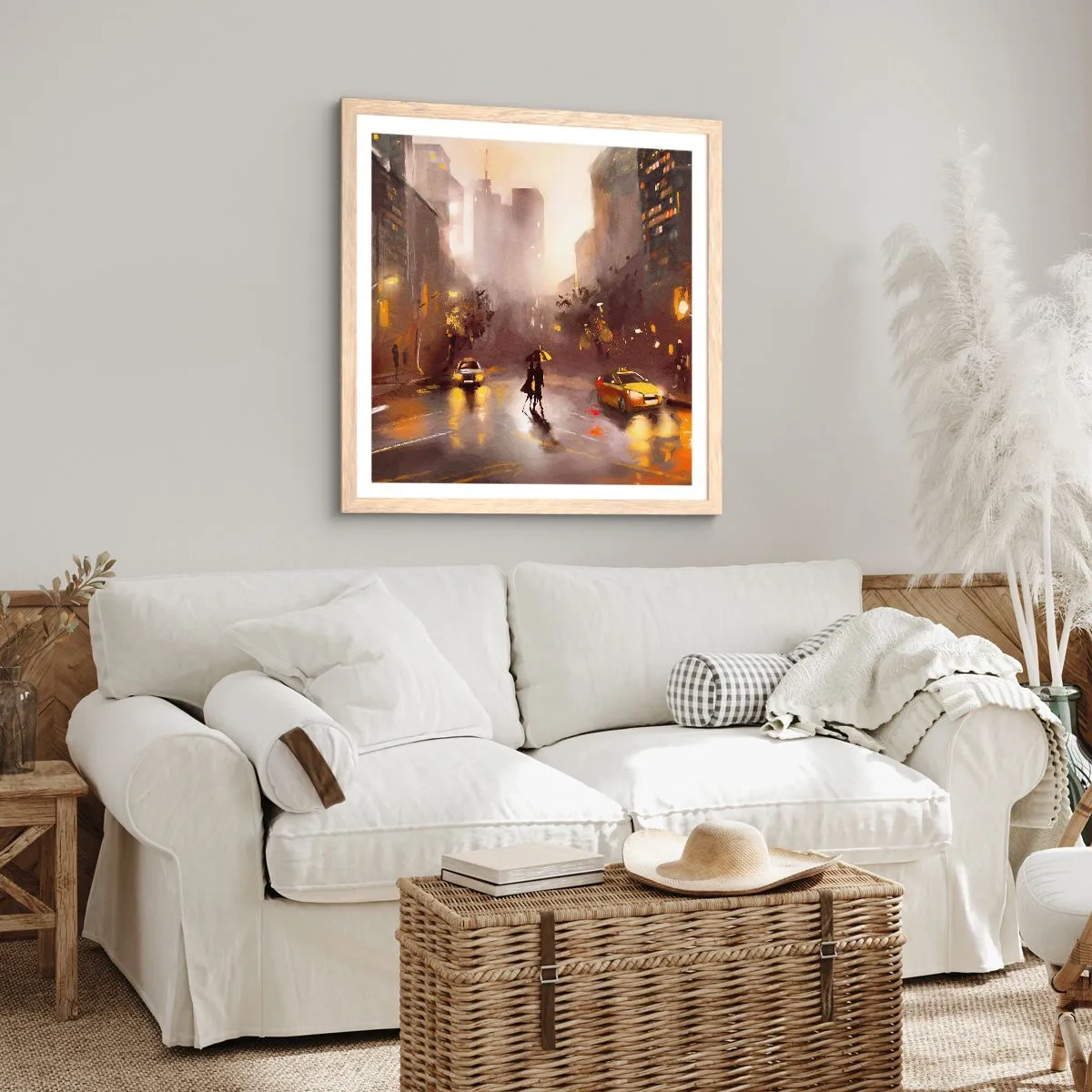Poster in light oak frame - In New York Lights - 30x30 cm