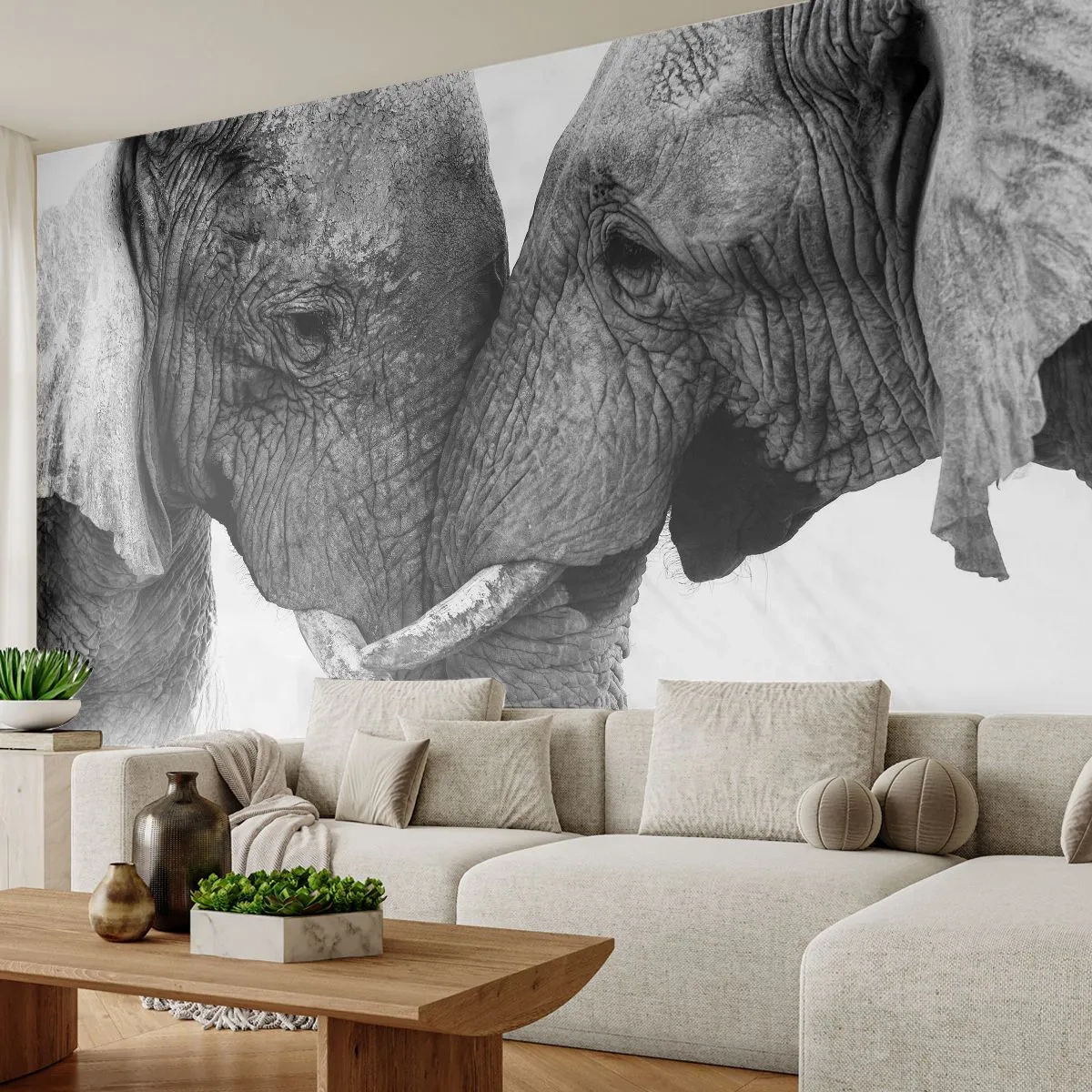 Photo Wallpaper Premium Sand - Hearty Confession - Elephant, Animals, Africa - 100x70 cm