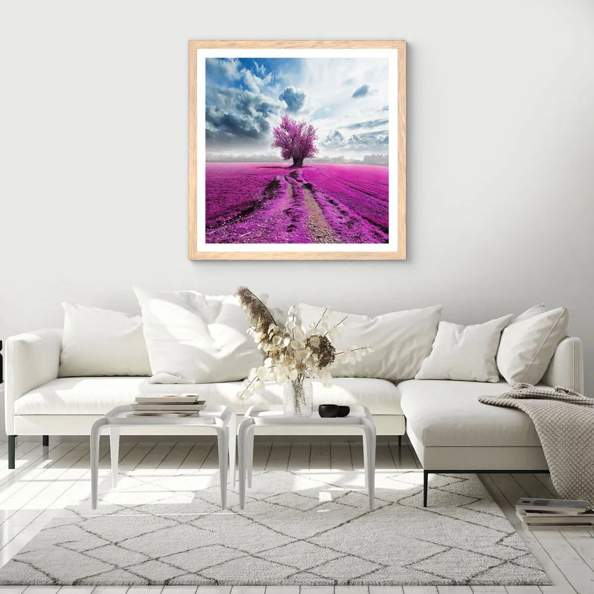 Poster in light oak frame - Heathland Charm - 40x40 cm