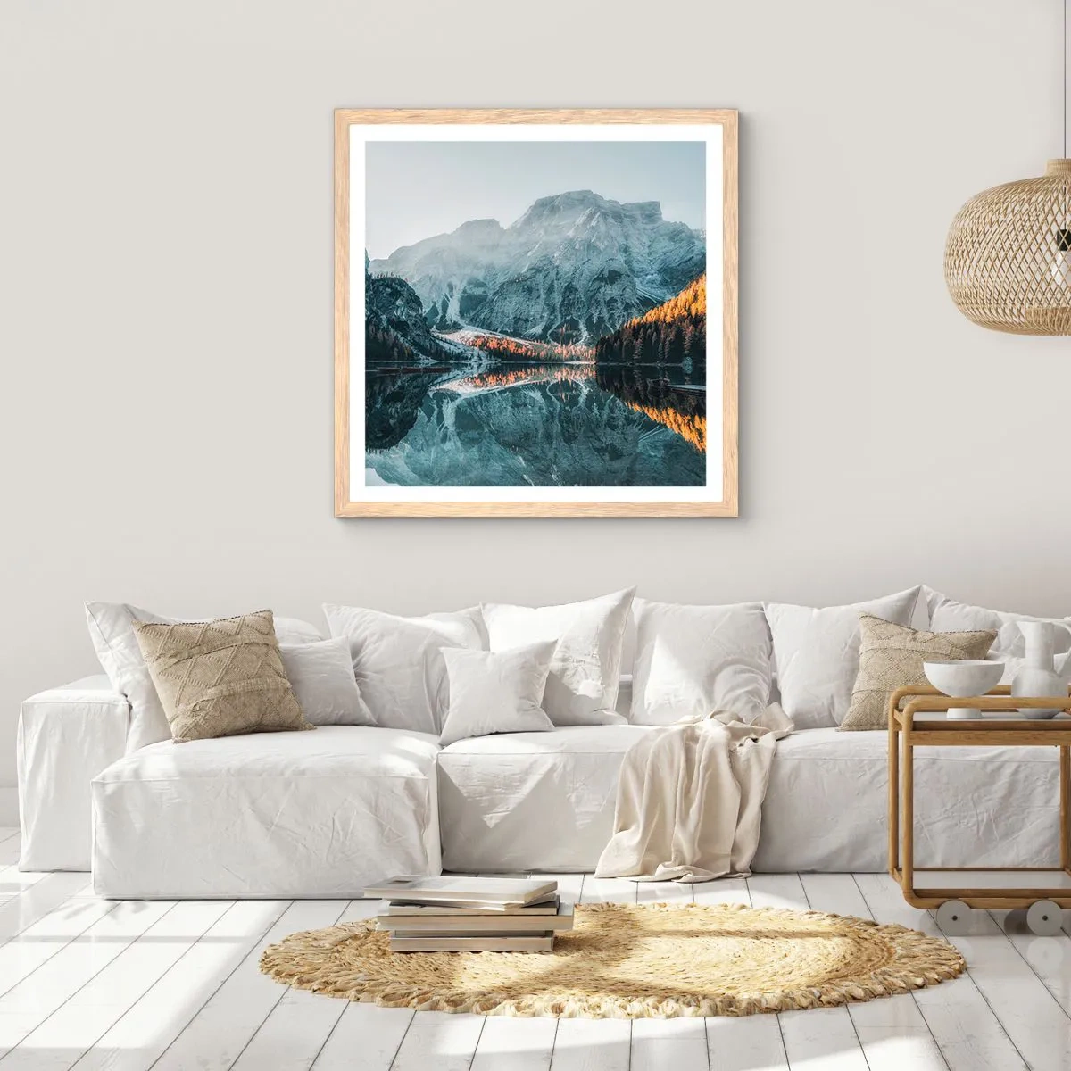 Poster in light oak frame - Mirror Landscape - 50x50 cm