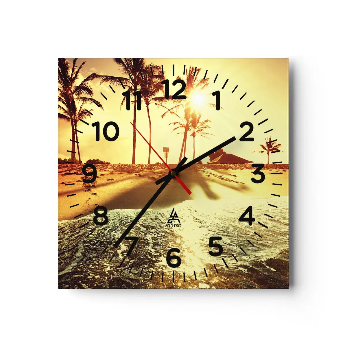 Wall clock - Clock on glass - Californian Afternoon - 30x30 cm
