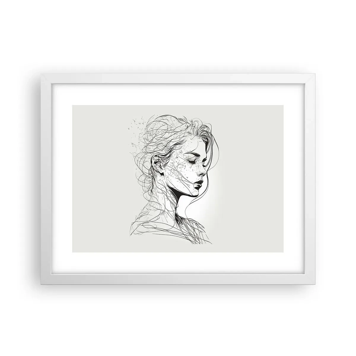 Poster in white frmae - Portrait in Thoughts - 40x30 cm