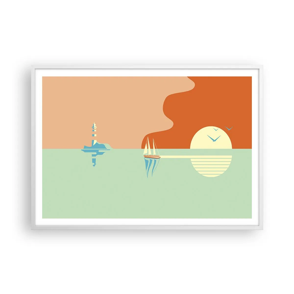 Poster in white frmae - Ideal Sea Landscape - 100x70 cm