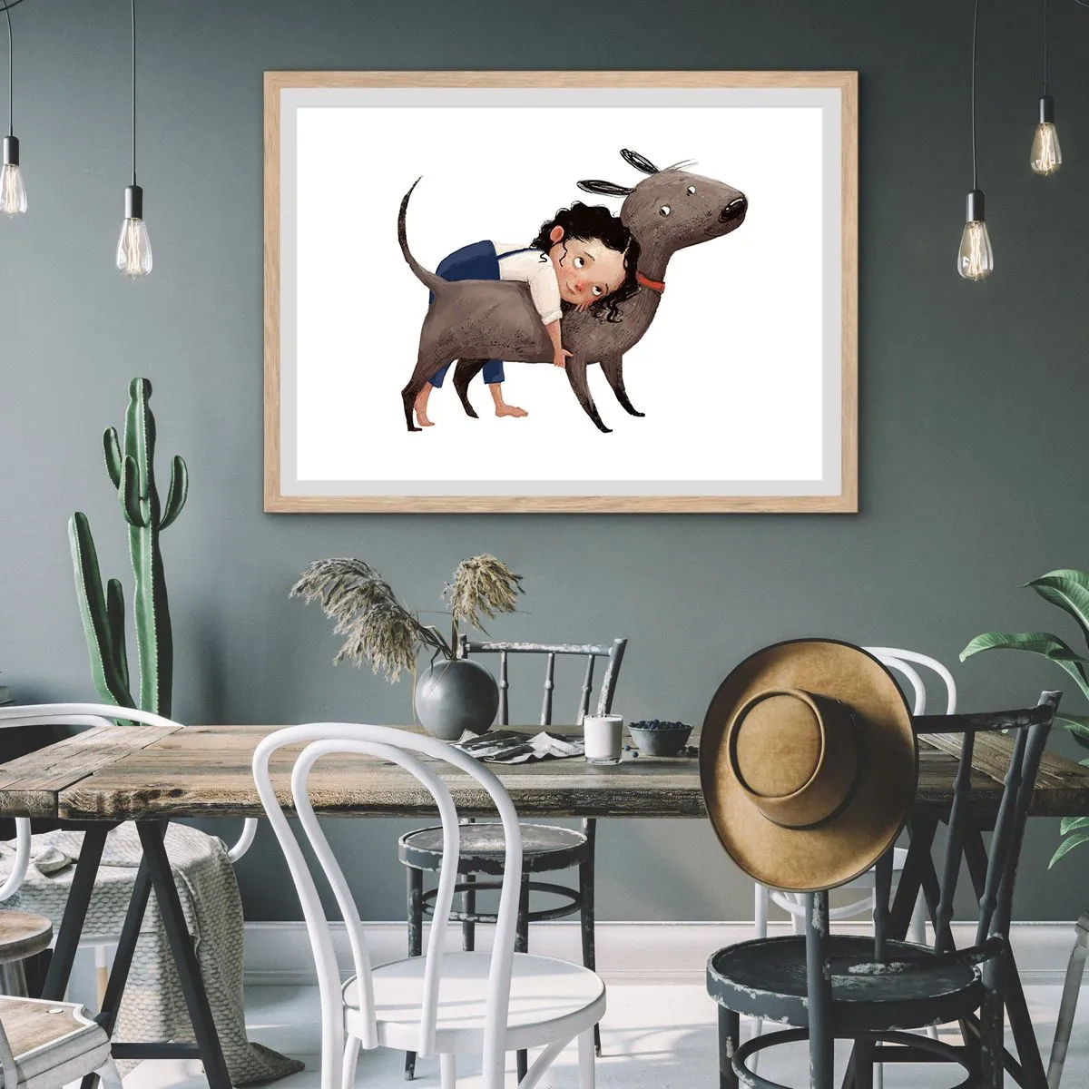 Poster in light oak frame - Best Friends - 50x40 cm