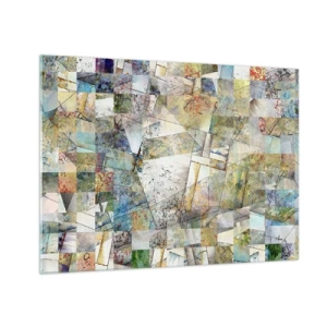 Glass picture - A colorful composition of fragmented geometric shapes - 70x50cm - Geometric Reshuffling - Modern wall decoration for the living room and bedroom ARTTOR