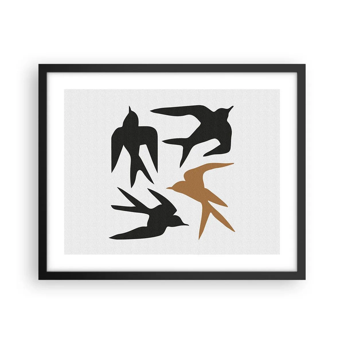 Poster in black frame - Swallows at Play - 50x40 cm