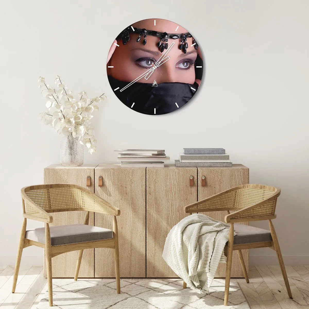 Wall clock - Clock on glass - Oriental Temptation - 40x40 cm