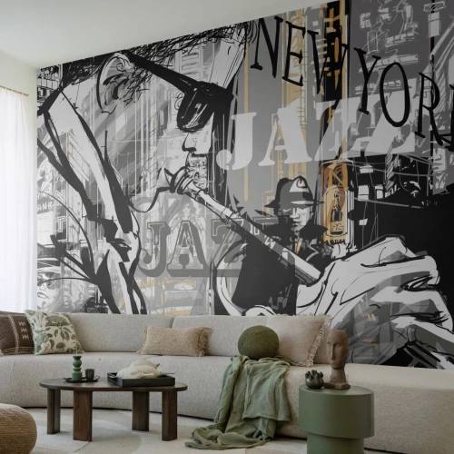 Self-Adhesive Photo Wallpaper Deluxe Sticker - In the Rhythm of New York - New York, Music, Jazz - 350x256 cm