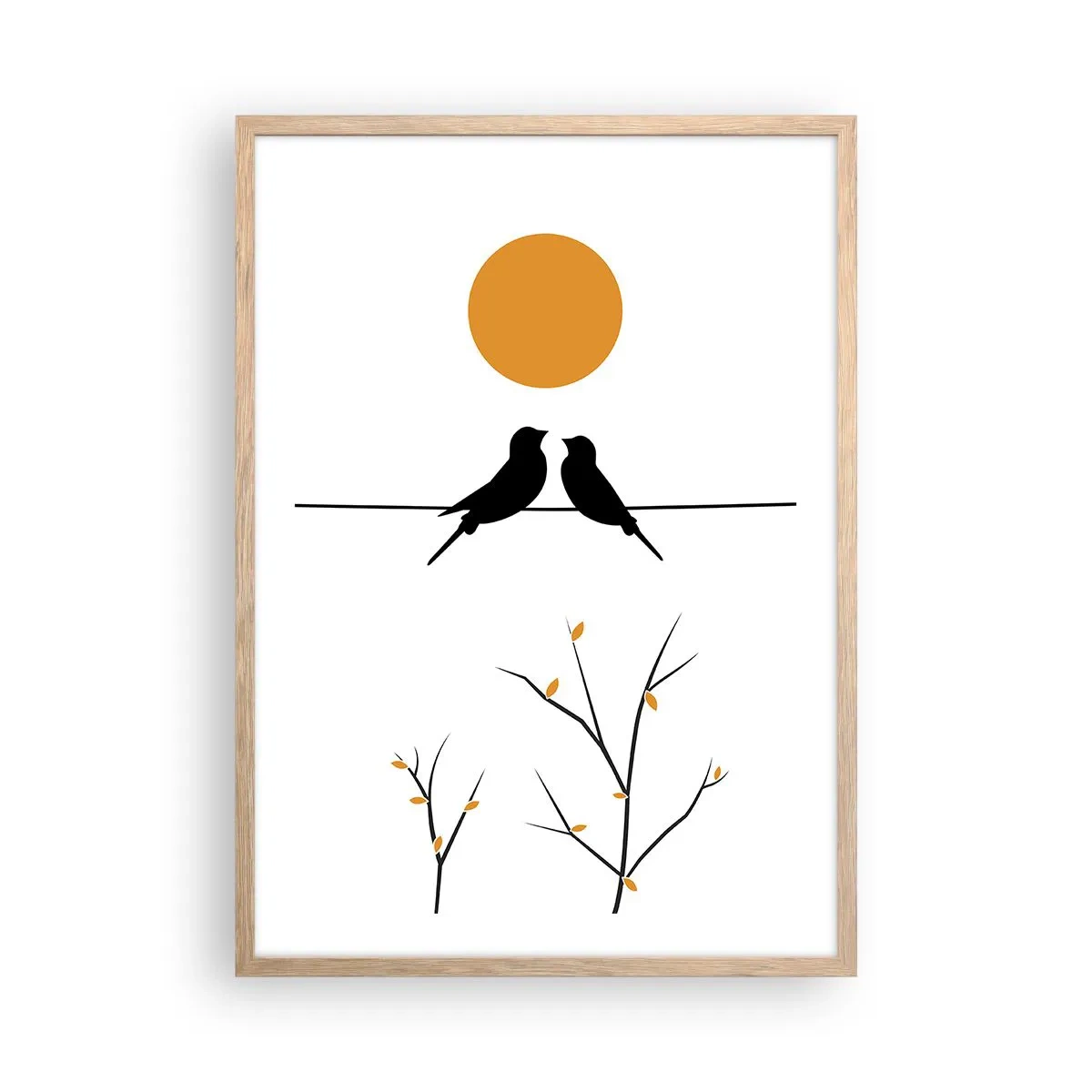 Poster in light oak frame - Nightingale Evening - 50x70 cm