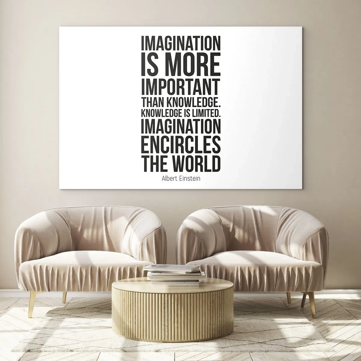 Glass picture - Einstein about Power of Imagination - 100x70 cm
